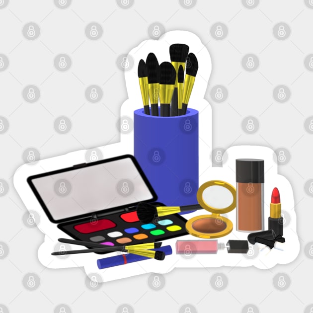 Makeup Collection (Deep Shades. Purple Background.) Sticker by Art By LM Designs 